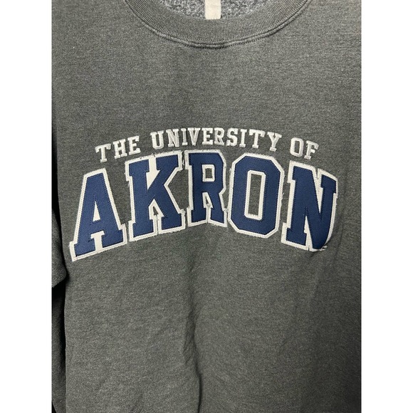 Champion College Sweatshirt University of Akron Ohio Gray Blue Medium - Picture 2 of 5